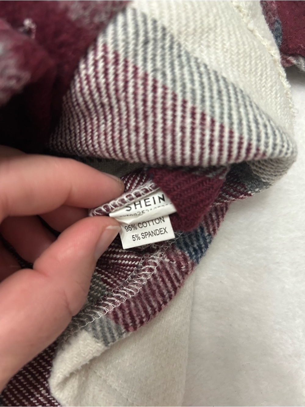 SHEIN 12-18 months cabin cozy Burgundy & Cream Plaid Button-Down Shacket - Picture 6 of 6